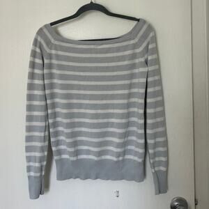 Brandy Melville Blue/White Striped Boat-Neck Sweater